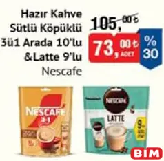 NESCAFE HAZIR KAHVE SÜTLÜ KÖPÜKLÜ 3'Ü 1 ARADA 10'LU / LATTE 9'LU NESCAFE HAZIR KAHVE SÜTLÜ KÖPÜKLÜ 3'Ü 1 ARADA 10'LU / LATTE 9'LU